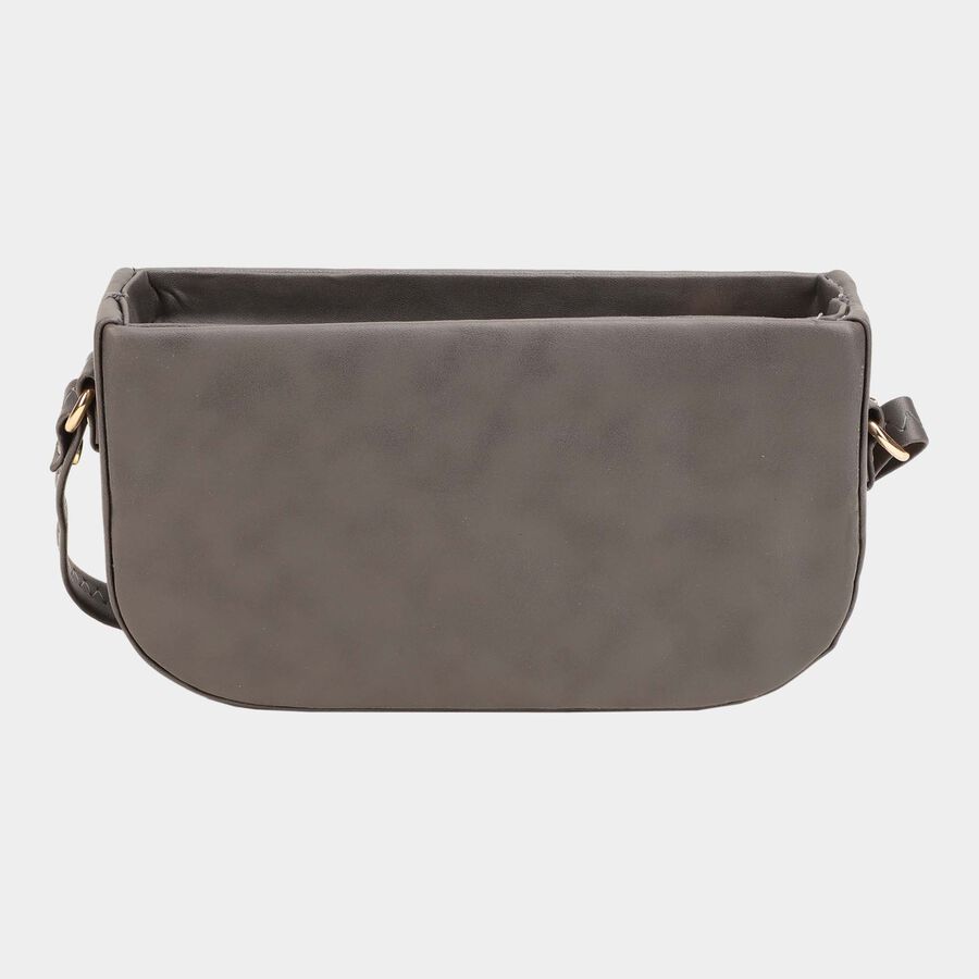 Women's Grey Polyurethane Sling Bag, , large