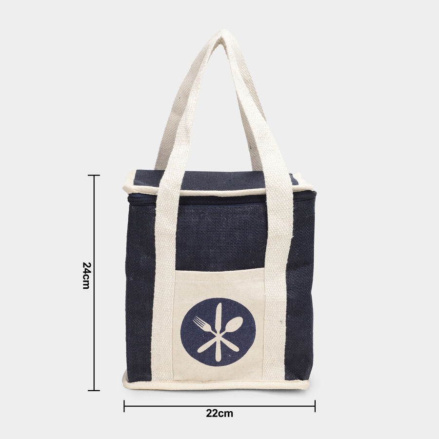 Dark Blue Jute Lunch Bag, , large image number null