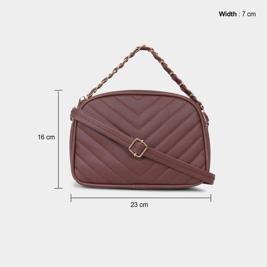 Women's Brown Polyurethane Handbag, , large image number null