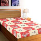 Red and Beige Geometric Printed Single Bedsheet, , small