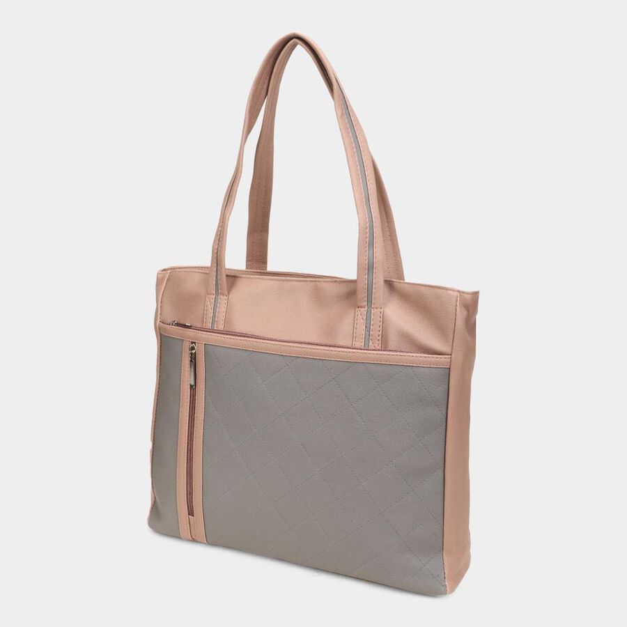 Women's Peach Polyurethane Tote Bag, , large image number null