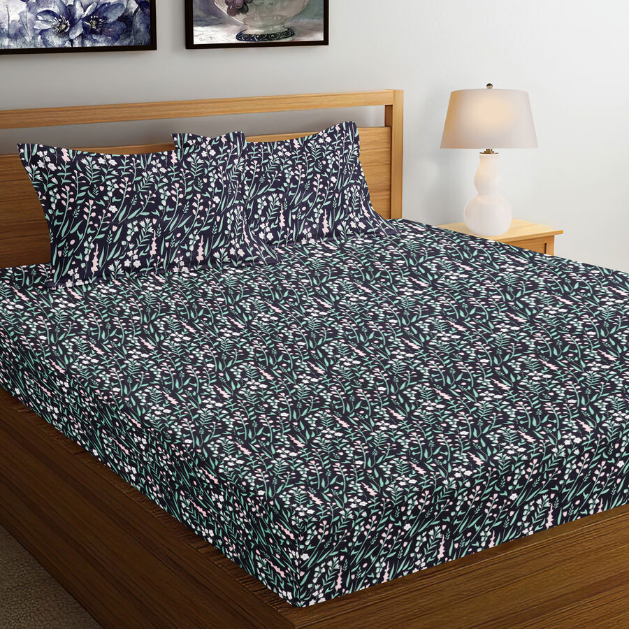 120 GSM Blue Polyester Double Bedsheet, , large image number null