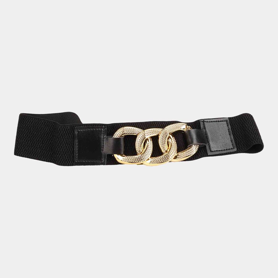 Women's Black Polyurethane Belt, , large image number null