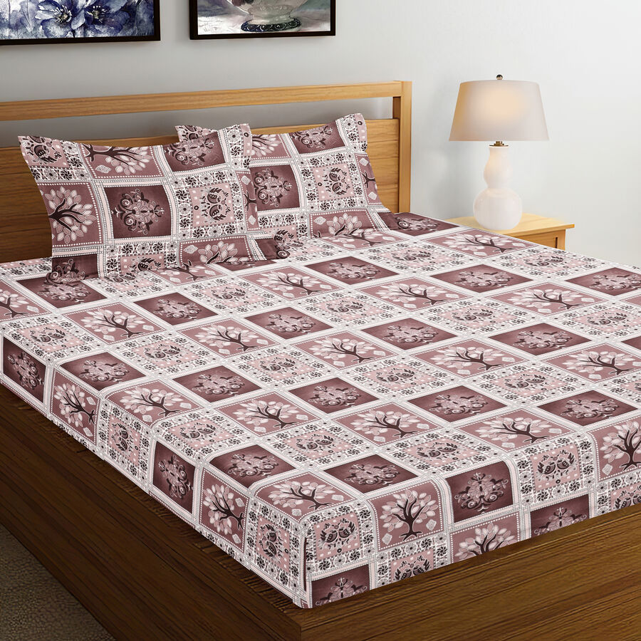 120 GSM Brown Polyester Double Bedsheet, , large image number null