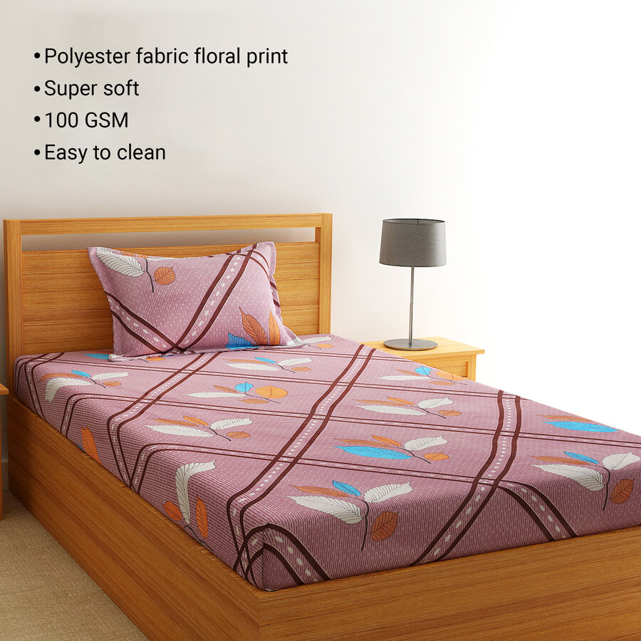 Printed Single Bedsheet with 1 Pillow Cover, , large image number null