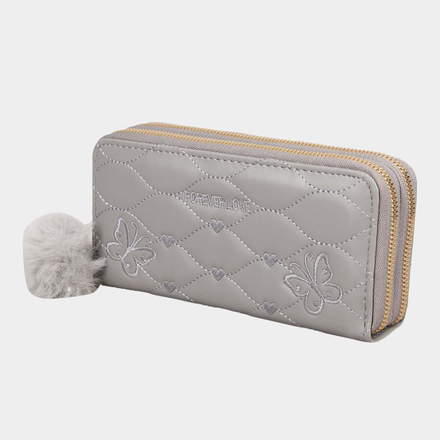 Women's Grey Polyurethane Clutch Bag, , large image number null