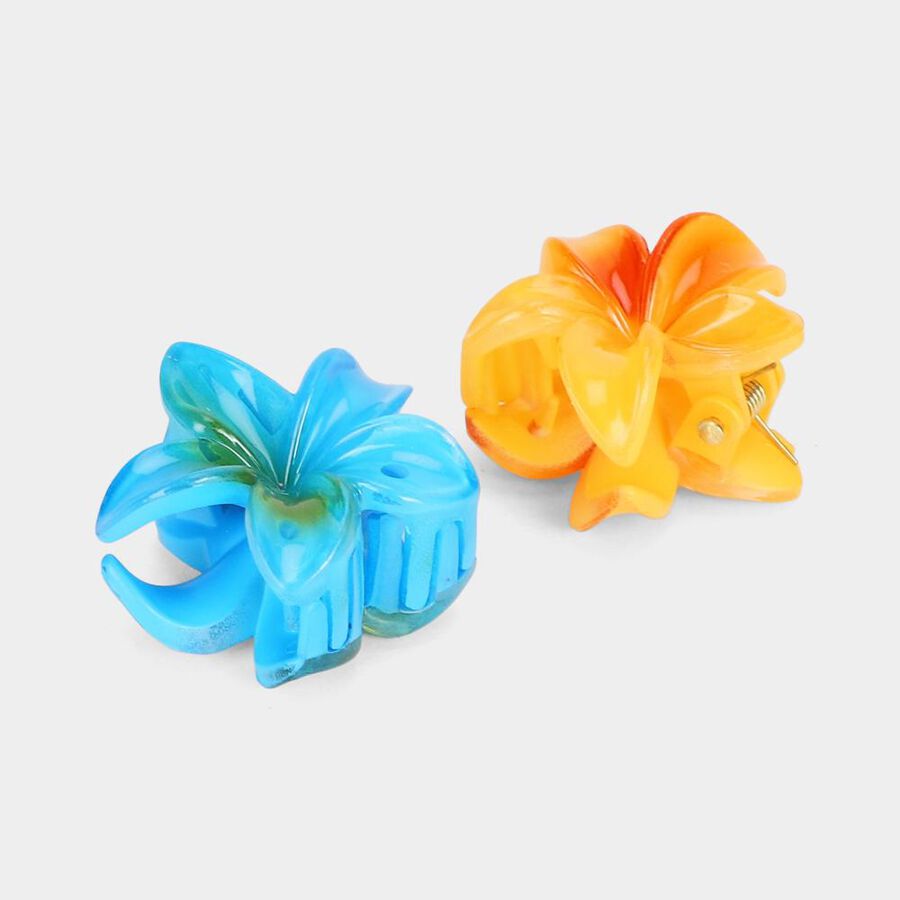 Kid's Aqua Metal-Plastic Hair Clips, , large