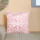 Pink Embroidered Floral Cushion Cover, , small