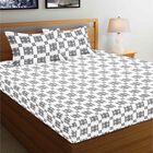 White Microfiber Double Bedsheet with Pillow Cover, , small
