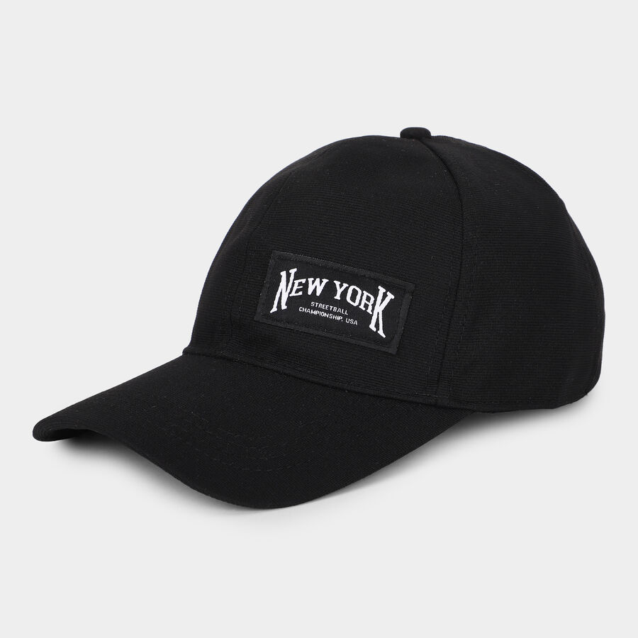 Men's Black Fabric Cap, , large
