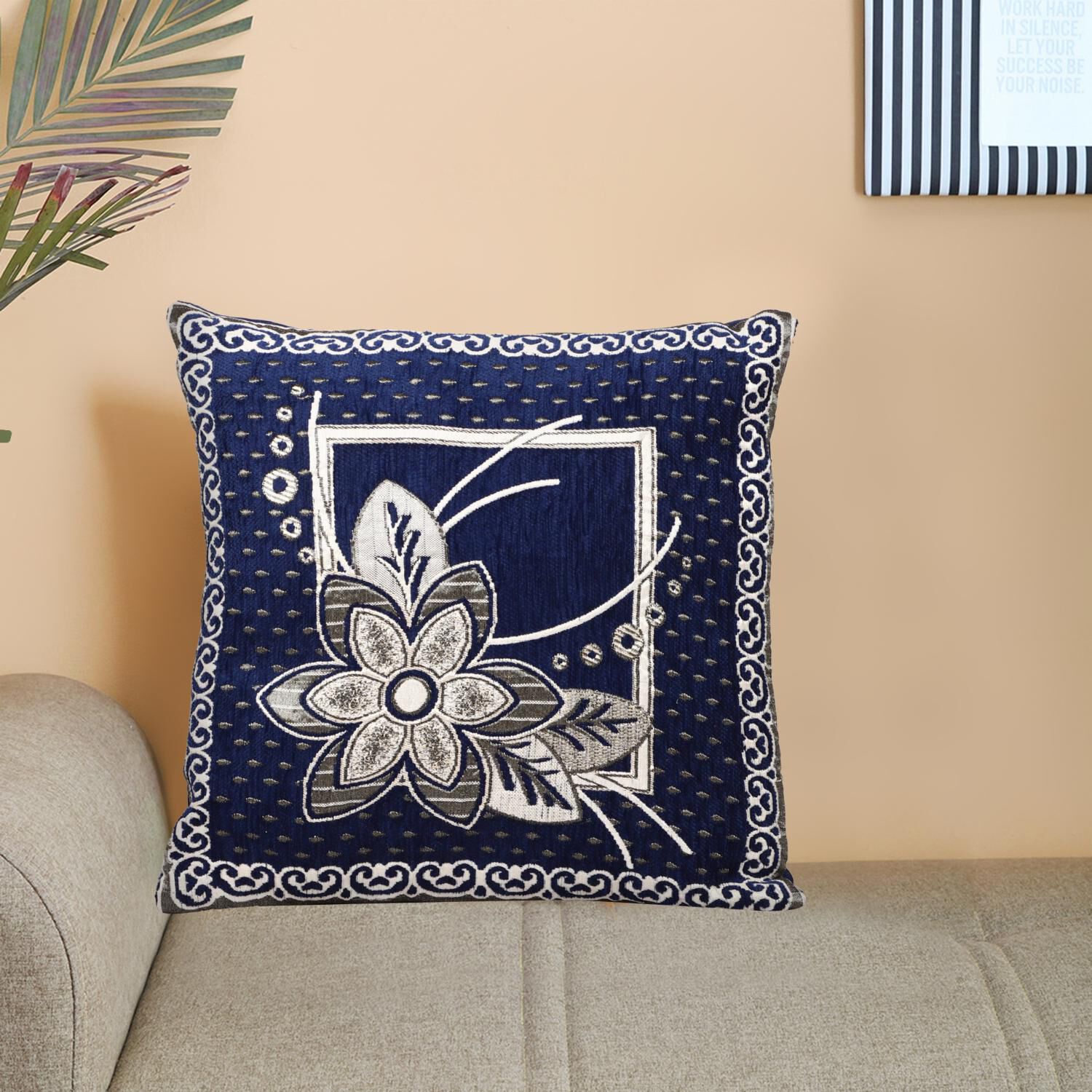 Home Beautiful                         Blue Microfiber Cushion Cover