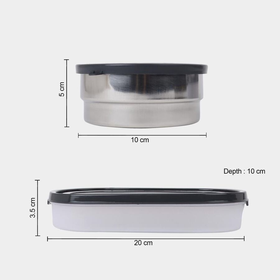 Steel Lunch Box, 3 Containers And 1 Bag, , large image number null