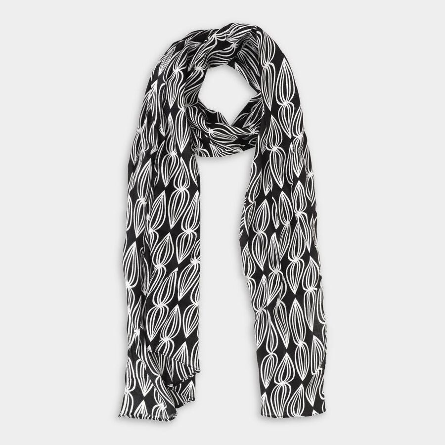 Women's Black Viscose Scarf, , large image number null
