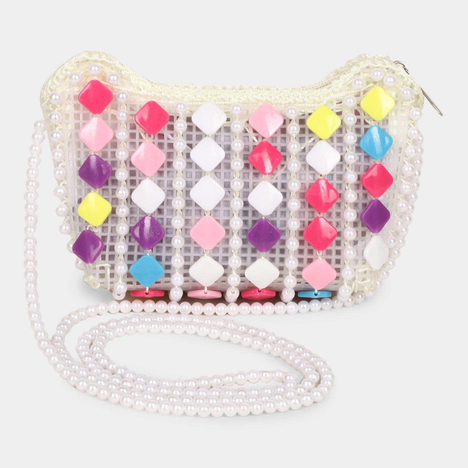 Lucky Charm                         Women's White Polyurethane Sling Bag