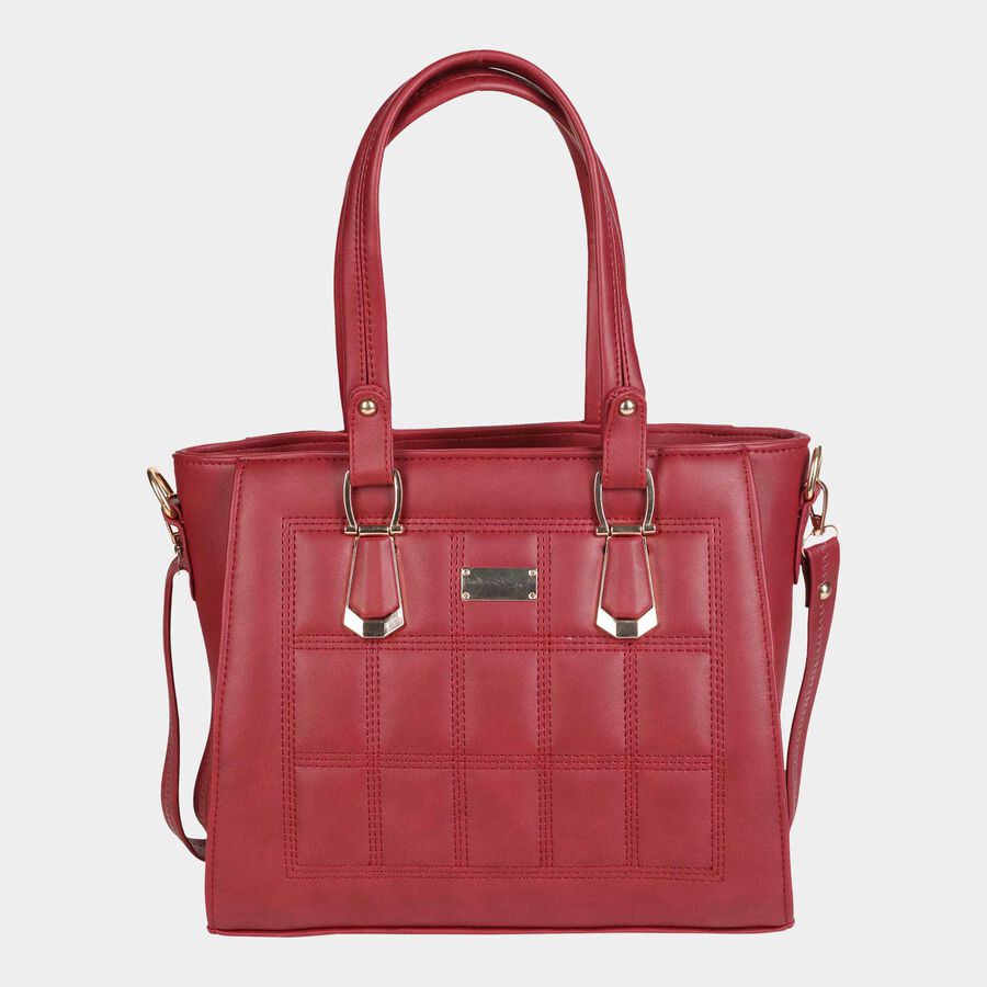 Women's Polyurethane Satchel, Quilted, Medium Size, , large image number null