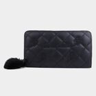 Women's Black Polyurethane Long Wallet, , small image number null