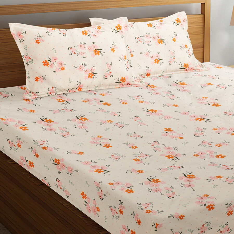Off White Microfiber Double Bedsheet, , large image number null