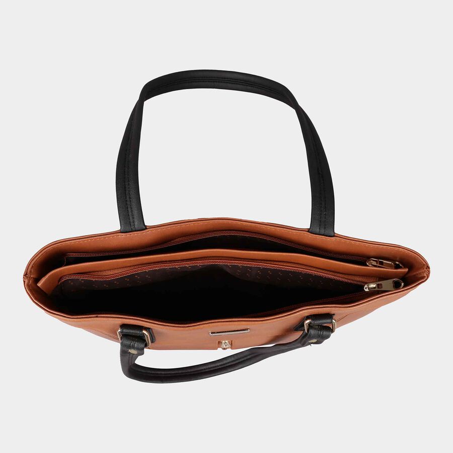 Women's Tan Polyurethane Tote Bag, , large image number null