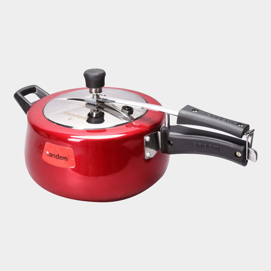 Aluminium Pressure Cooker With Stainless Steel Lid (5L), Red, , large image number null