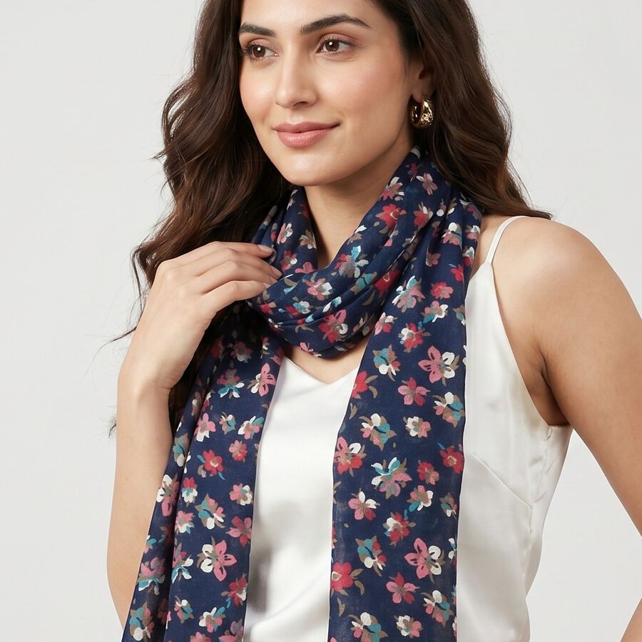 Woman's Navy Blue Scarf, , large