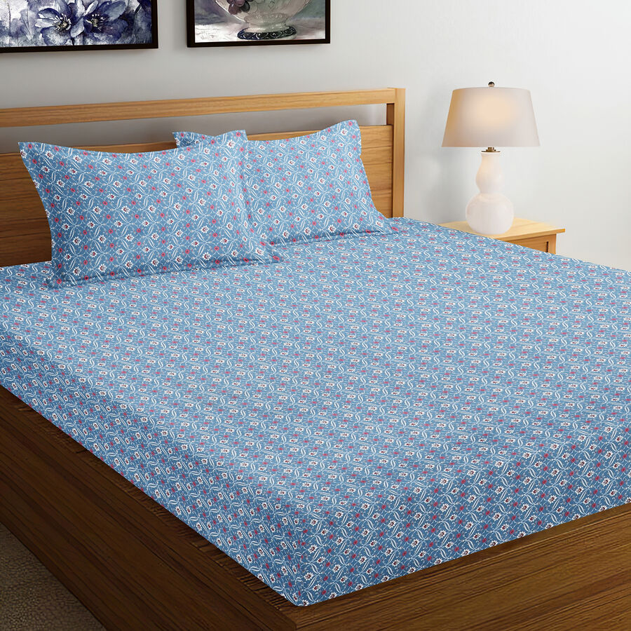 120 GSM Blue Microfiber Double Bedsheet, , large image number null