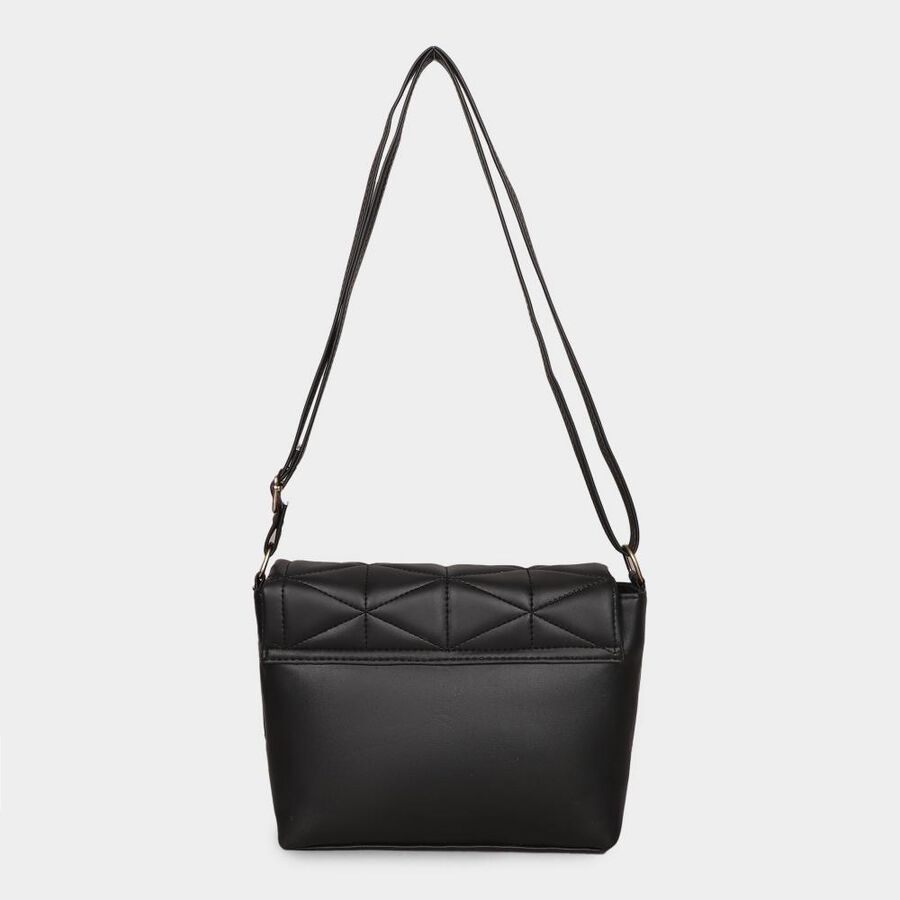 Women Black Polyurethane Handbag, , large image number null