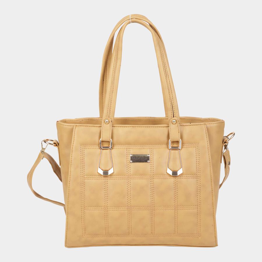 Women's Polyurethane Satchel, Quilted, Medium Size, , large image number null
