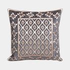 Black and Beige Jacquard Decorative Cushion Cover, , small