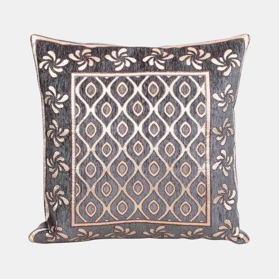 Black and Beige Jacquard Decorative Cushion Cover, , large