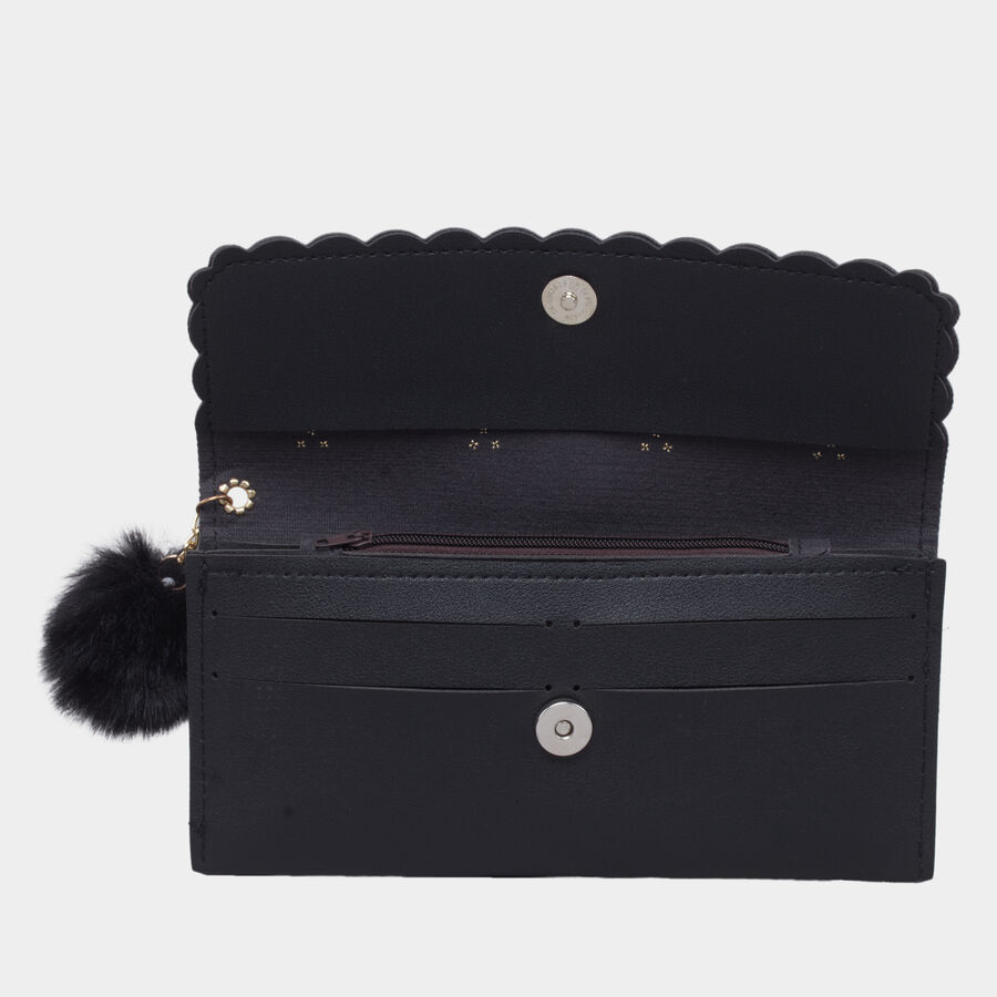 Women's Black Polyurethane Hand Pouch, , large image number null