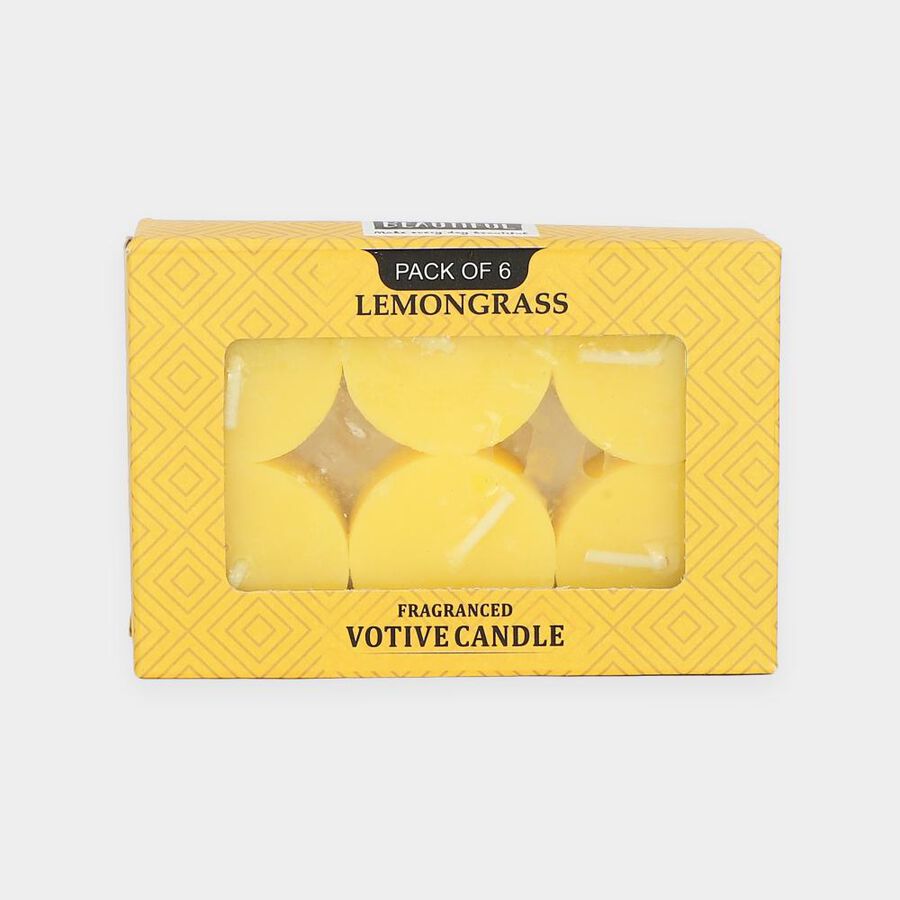 Fragranced Candels Lemongrass Flavoured Pack Of 6Pcs, , large