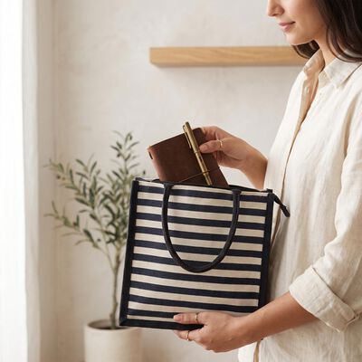 Dark Blue Canvas Handy Pouch