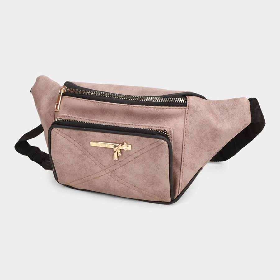 Women's Pink Polyurethane Waist Pouch, , large image number null