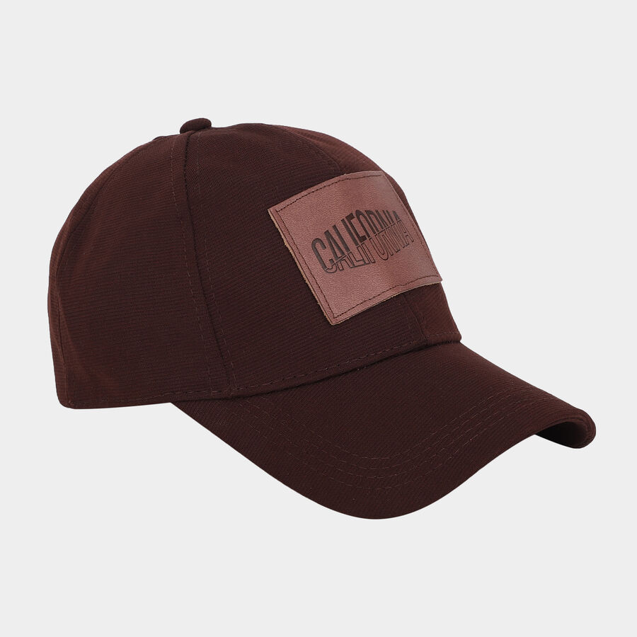 Men's Brown Fabric Cap, , large