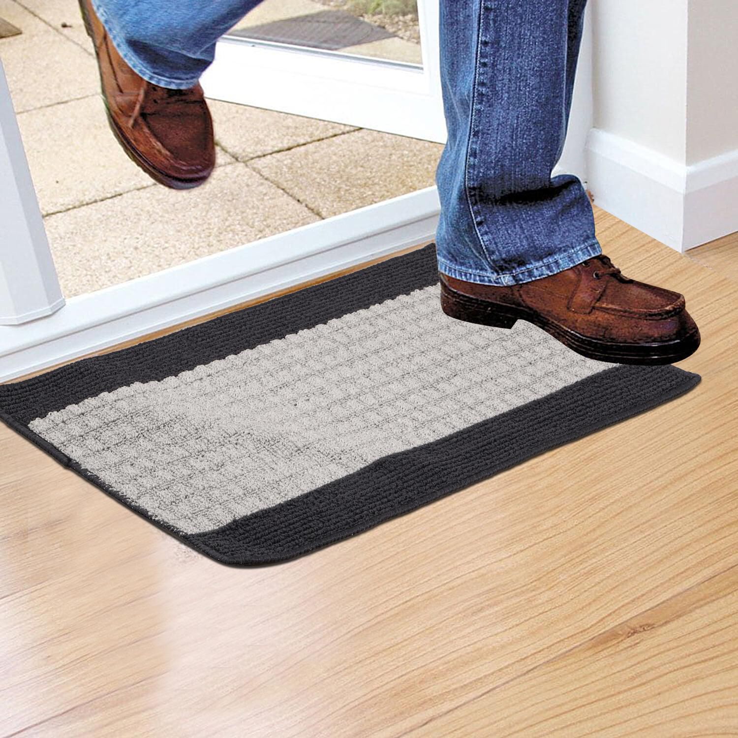 Home Beautiful                         Anti-Skid Grey Cotton Blend Door Mat