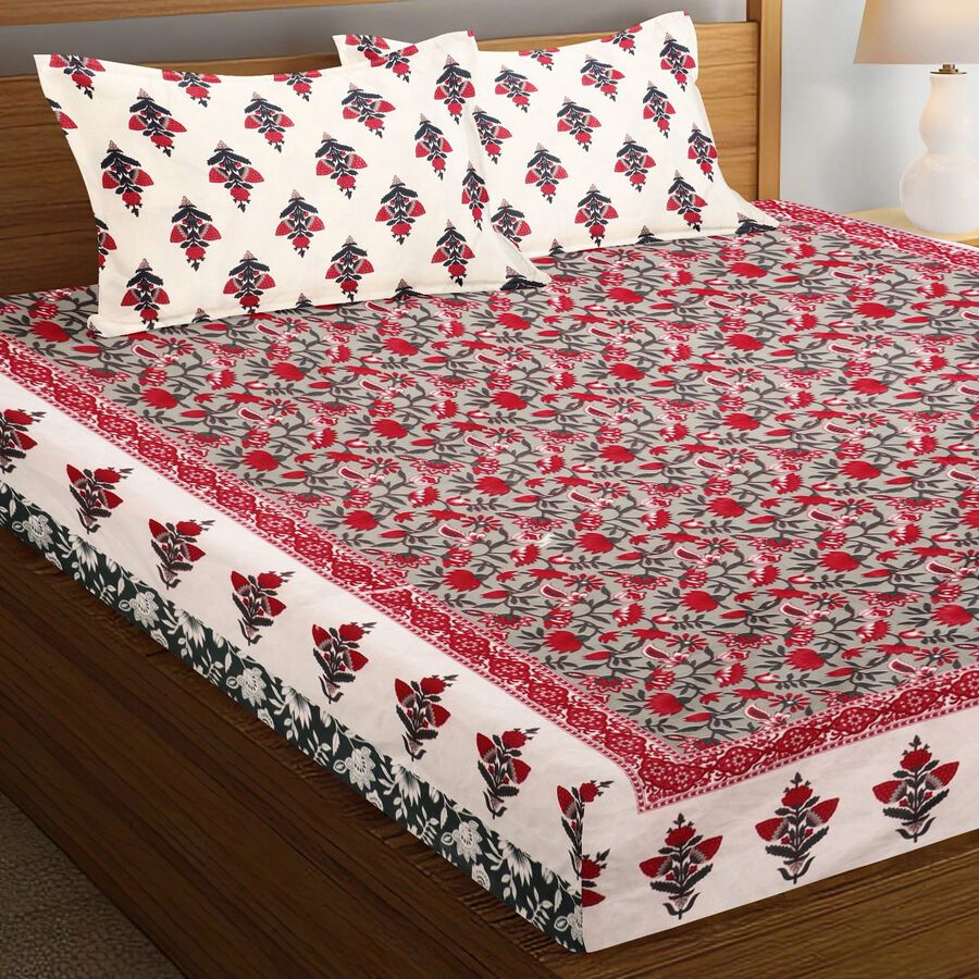 Pink Microfiber Double Bedsheet with Pillow Cover, , large