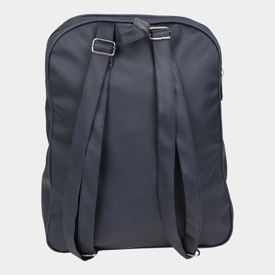 Women's Navy Blue Polyurethane Backpack, , large image number null