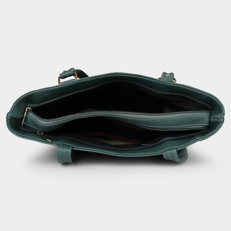 Women's Dark Green Polyurethane Tote Bag, , large image number null