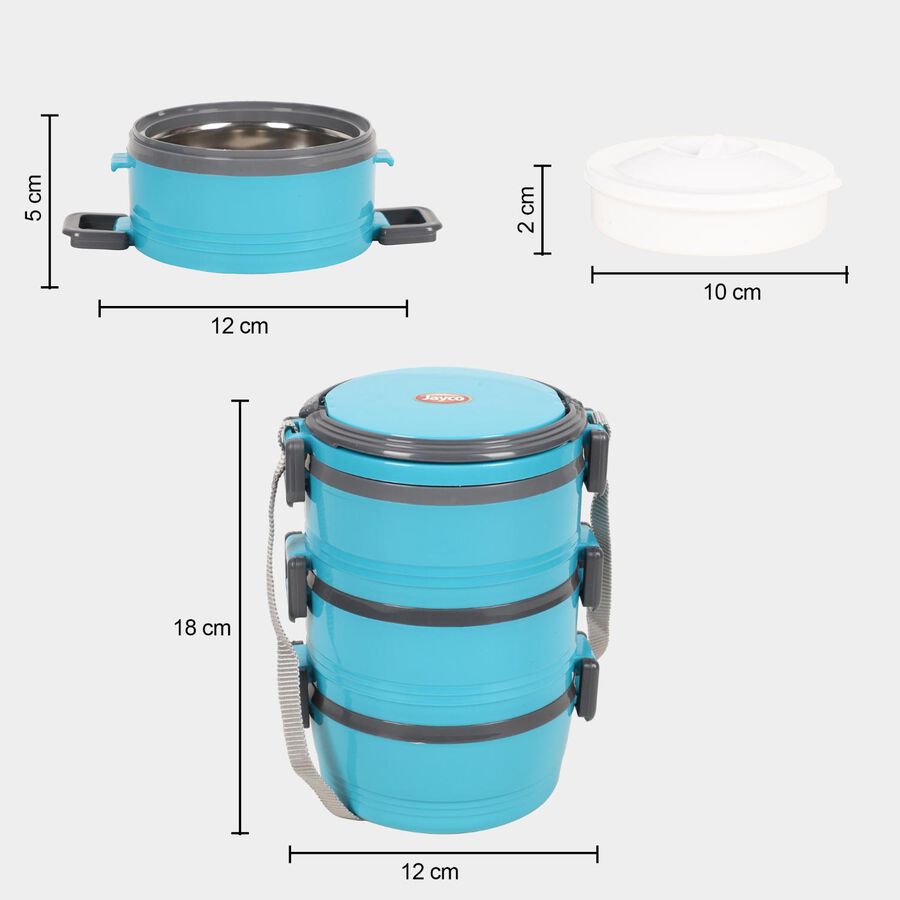 Plastic Lunch Box - 1 Container, 3 Steel Containers, , large image number null