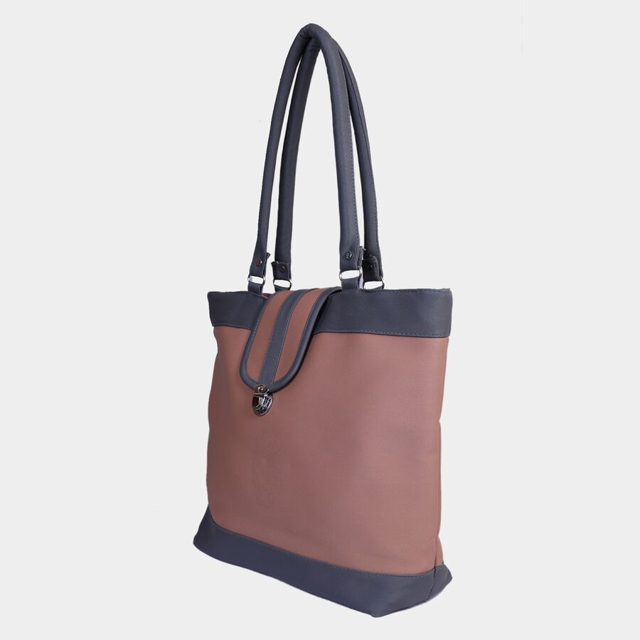 Women's Peach Polyurethane Tote Bag, , large image number null