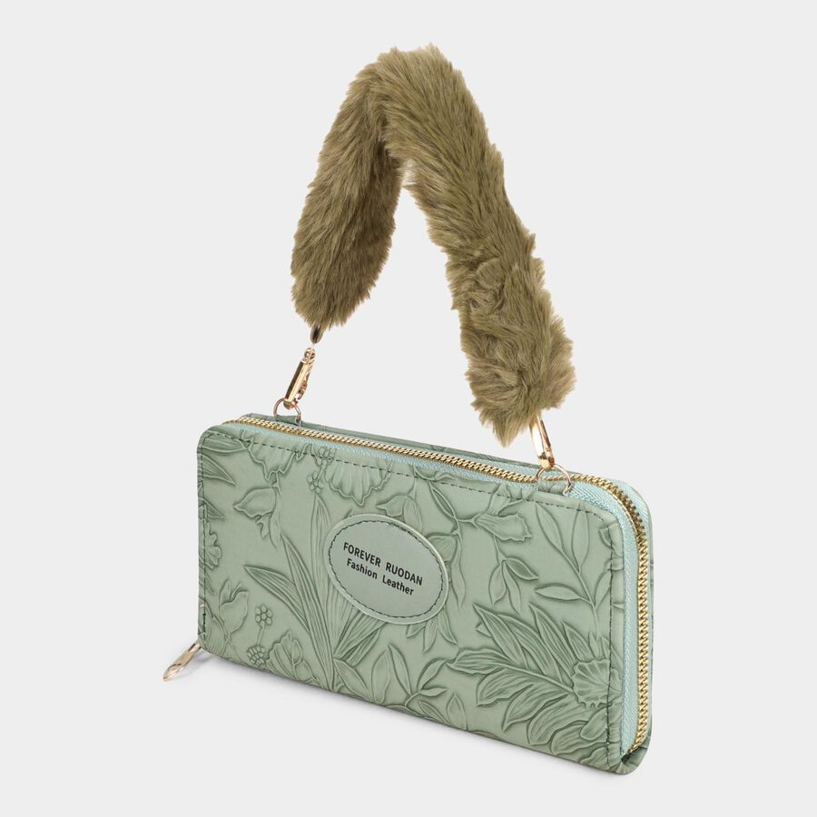 Women's Green PolyurethaneLong Wallet, , large