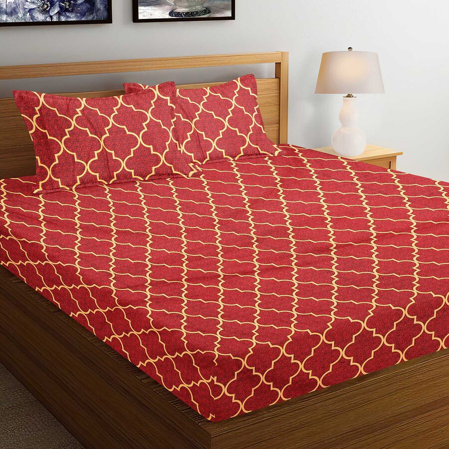 110 GSM Microfiber Double Bedsheet With 2 Pillow Covers, , large image number null
