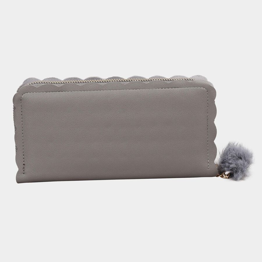 Women's Grey Polyurethane Hand Pouch, , large image number null