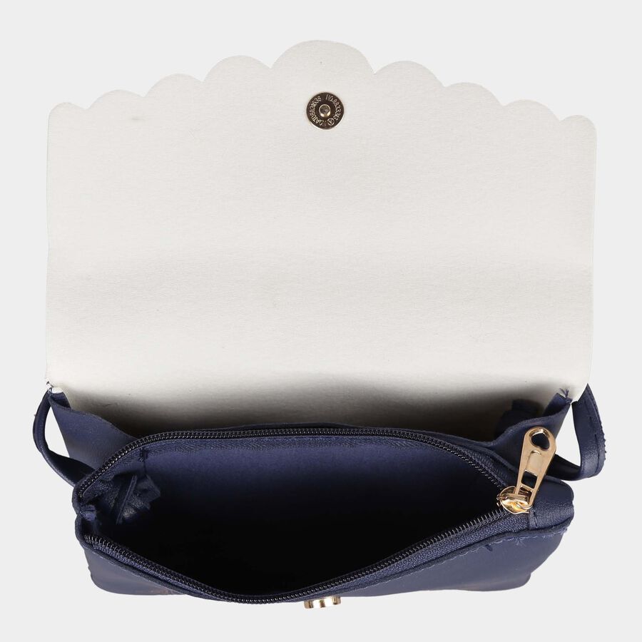 Women's Blue Polyurethane Sling Bag, , large image number null