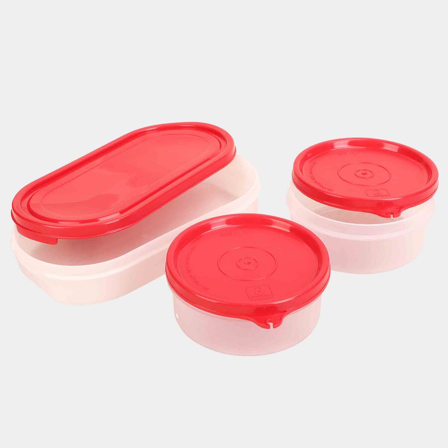 Plastic Lunch Box - 1 Big Container; 2 Small Containers With Bag, , large image number null