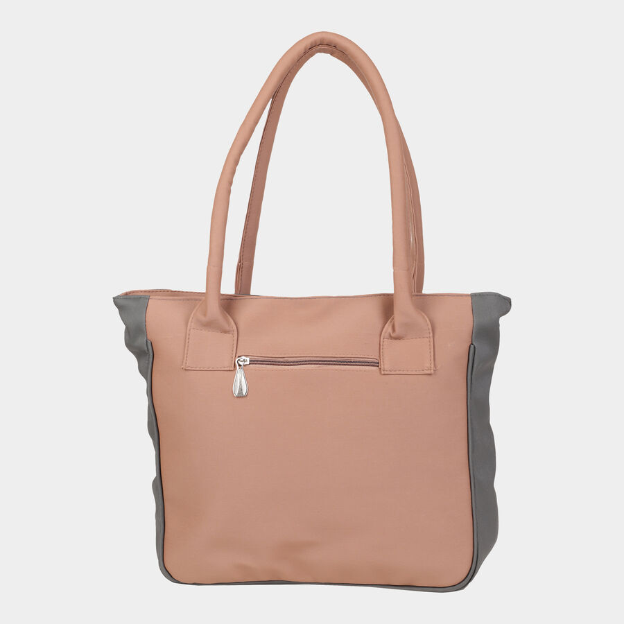 Women's Peach Polyurethane Tote Bag, , large