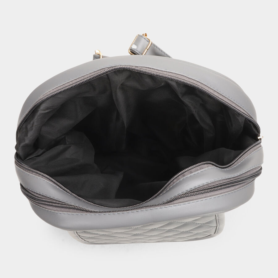 Women's Grey Polyurethane Backpack, , large image number null