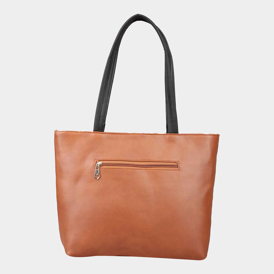 Women's Tan Polyurethane Tote Bag, , large image number null