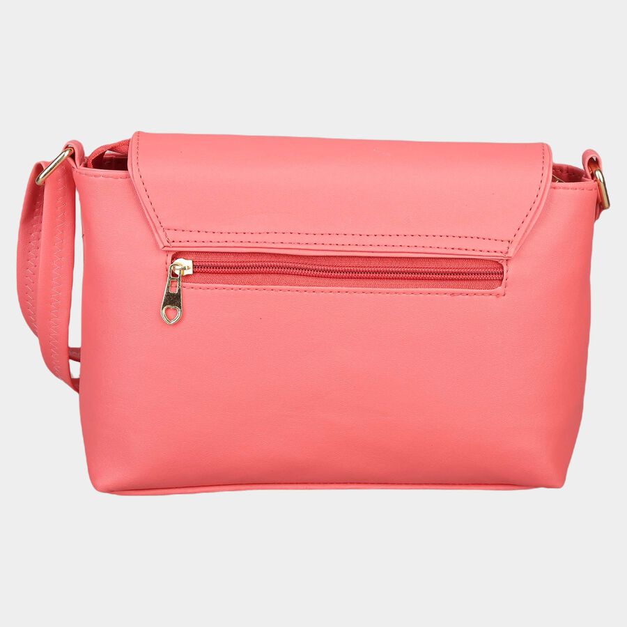 Women's Pink Polyurethane Handbag, , large image number null