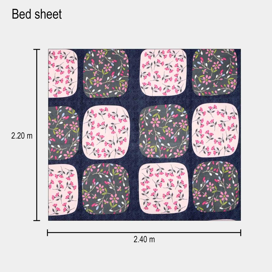 Blue Microfiber Double Bedsheet with Pillow Cover, , large